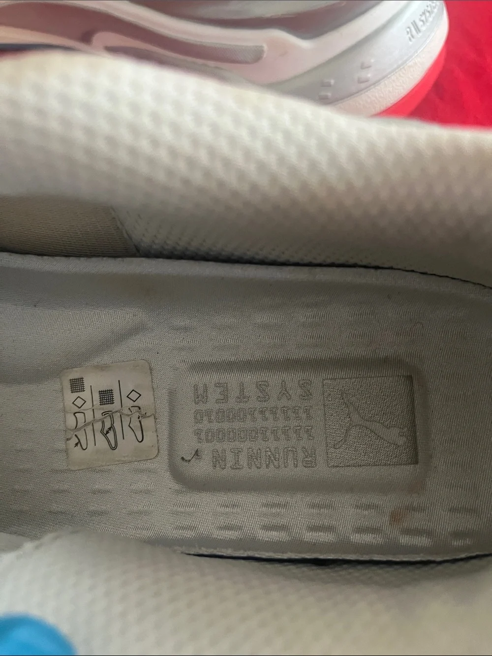 Puma Silver Mesh Athletic Sneakers with Blue & Red Accents